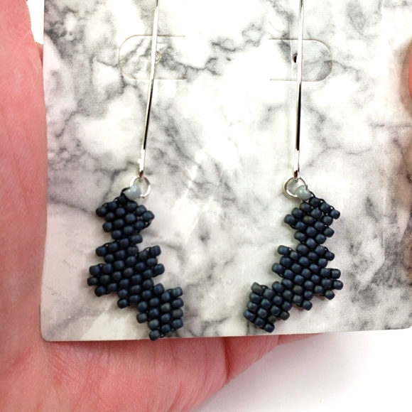 Black Bat Earrings Mini Long Drop - Picture 2 of 3